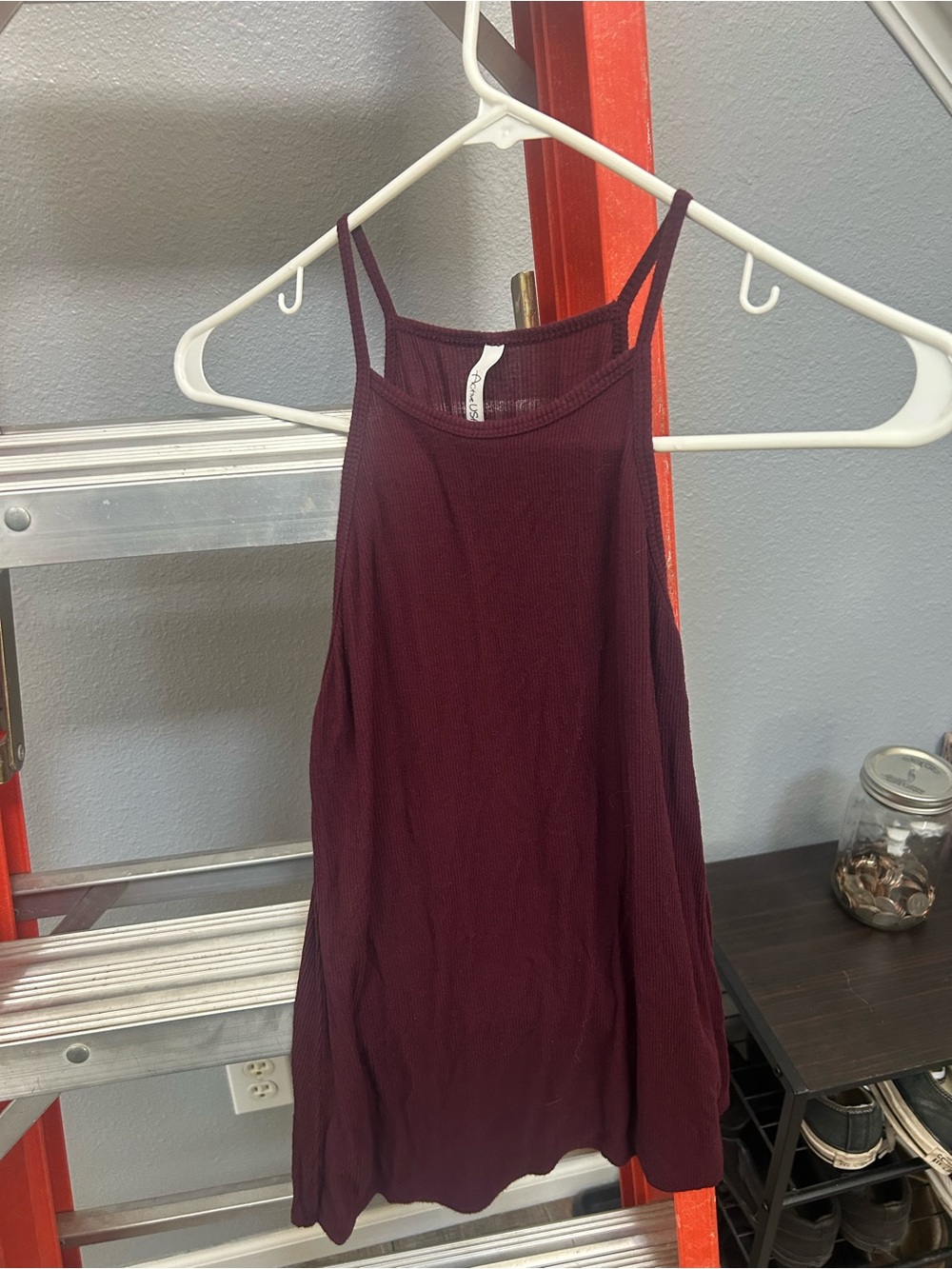 Women’s Ribbed Wine Red Tank Top - Active USA